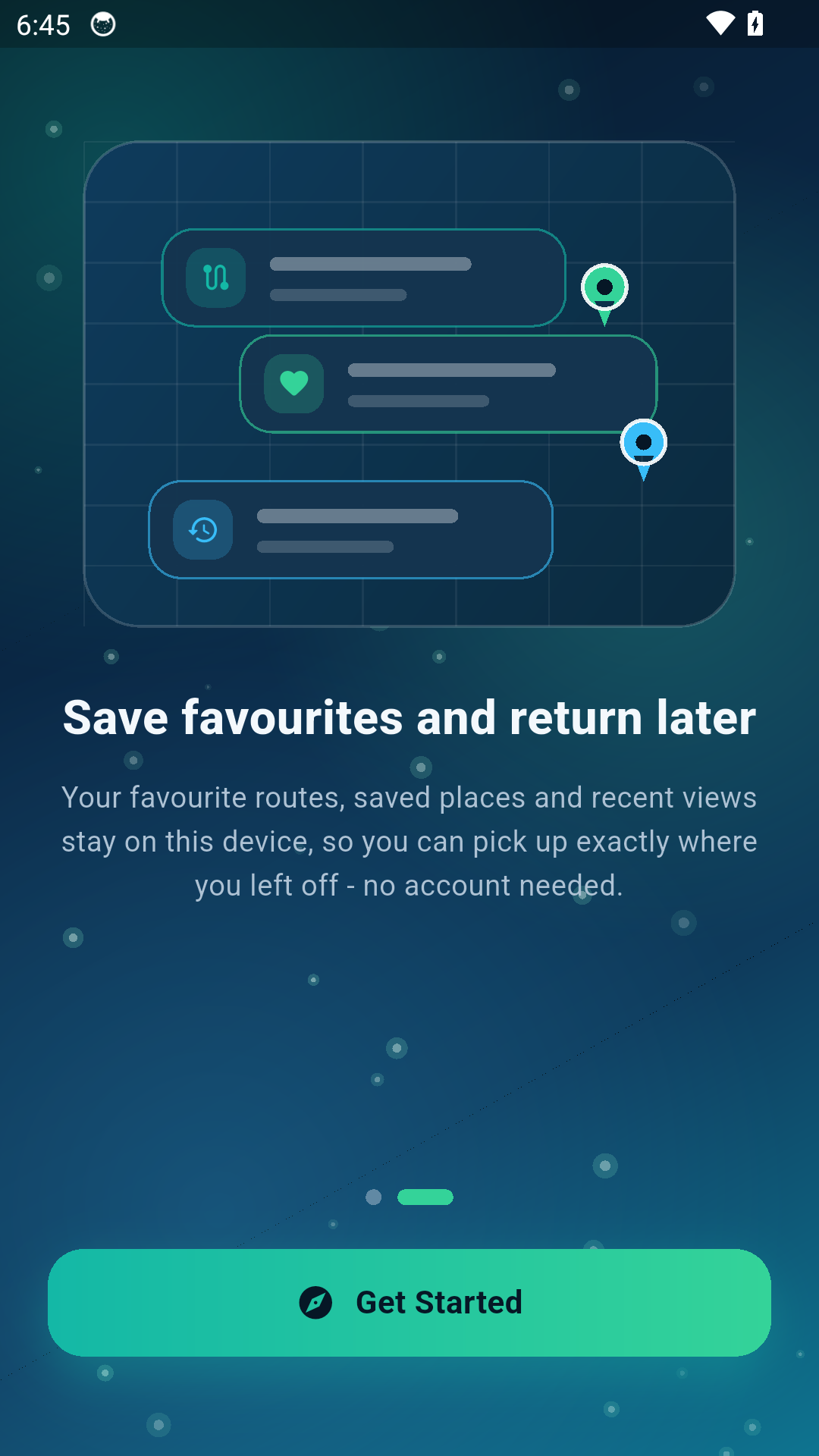 Pathfinder Guide saved route introduction